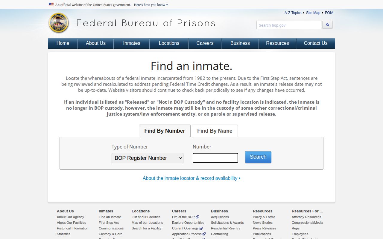 Federal BOP locator for a Pratt County release search