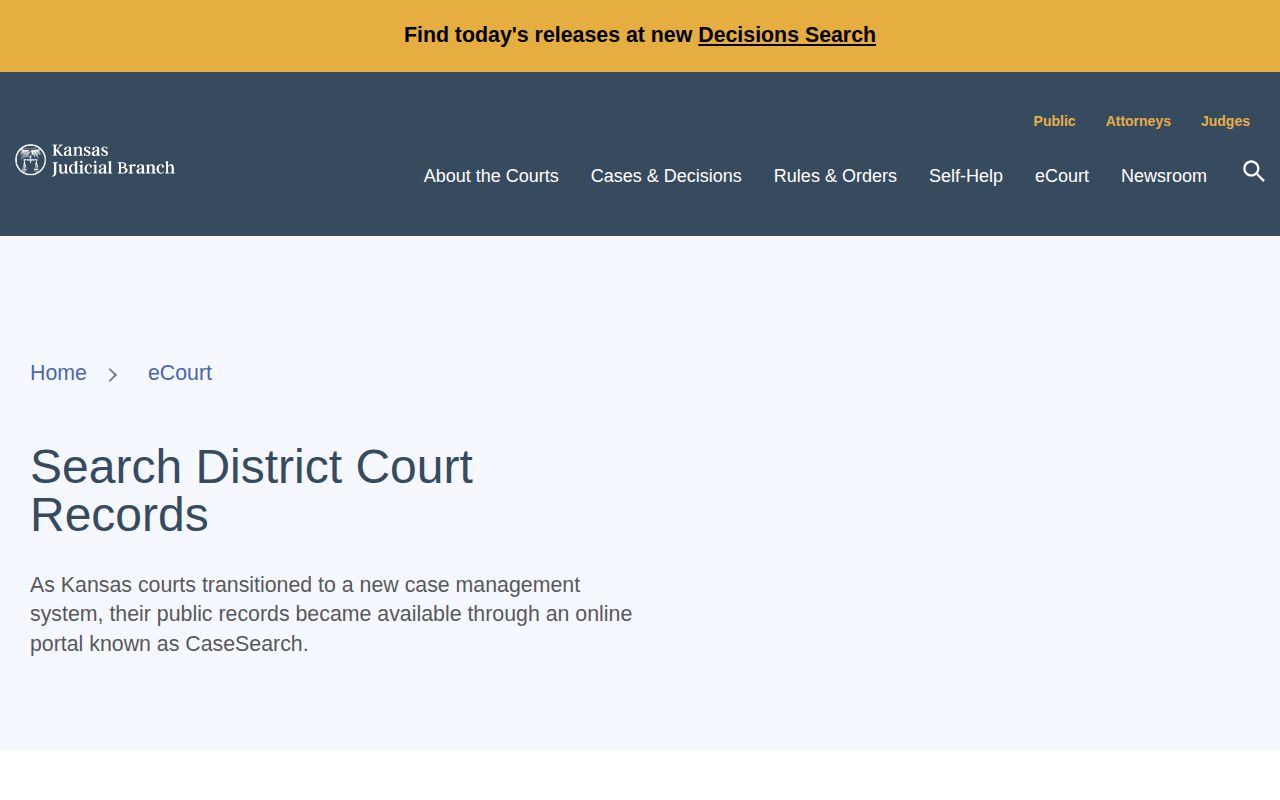 Kansas court record route for Pratt County release verification